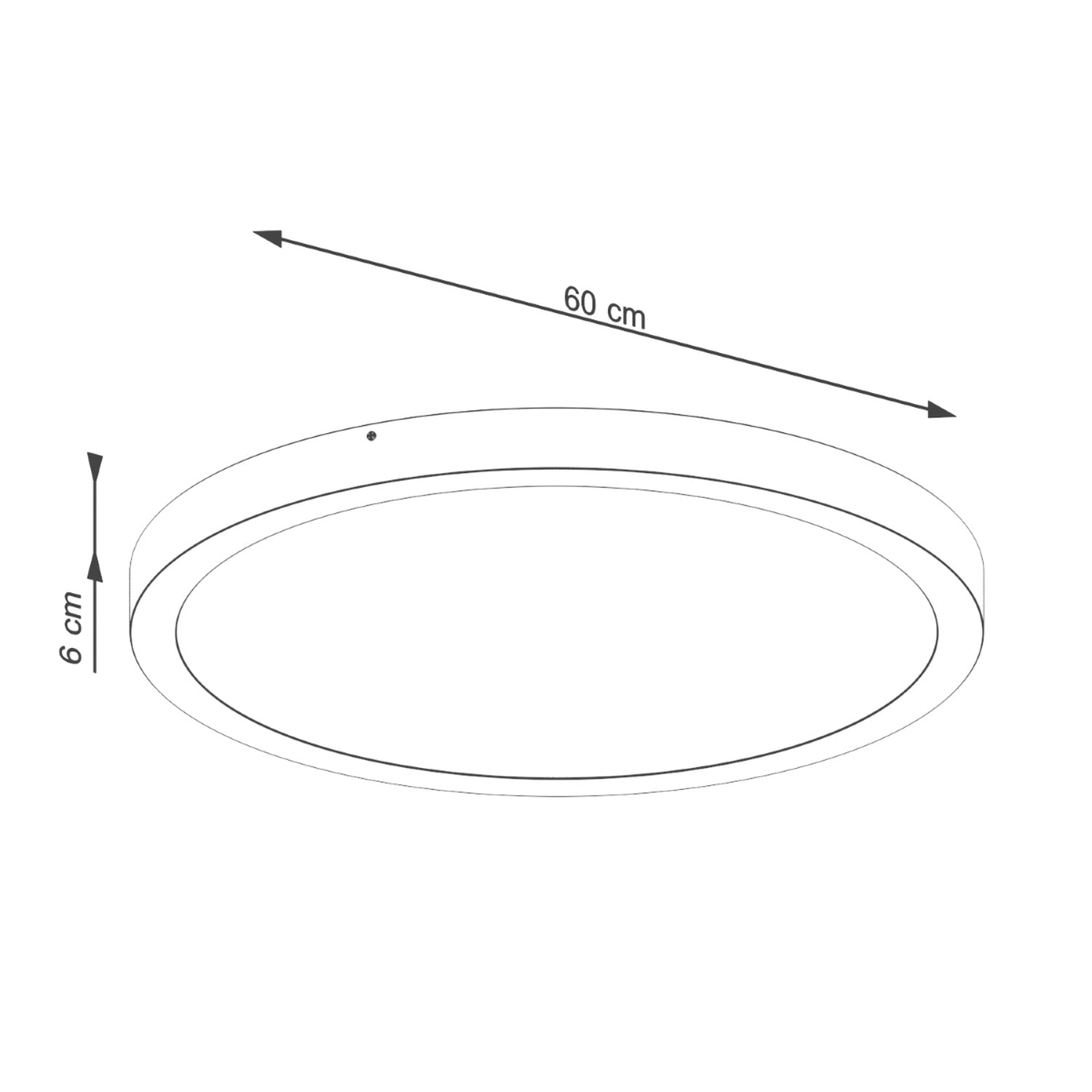 Schéma coté du Plafonnier Onyx 60 LED rond aluminium noir