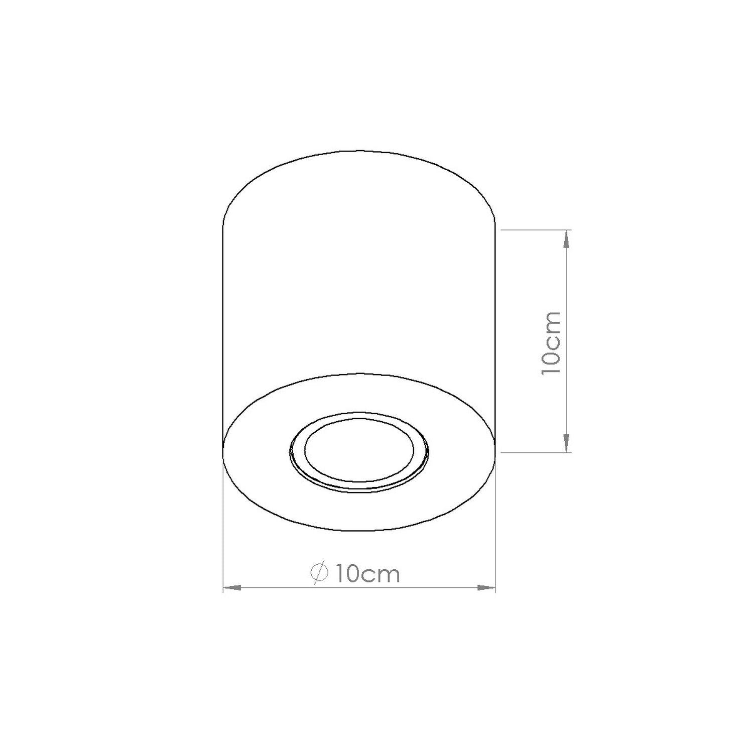 Schéma coté : Plafonnier Orbis béton vert olive GU10