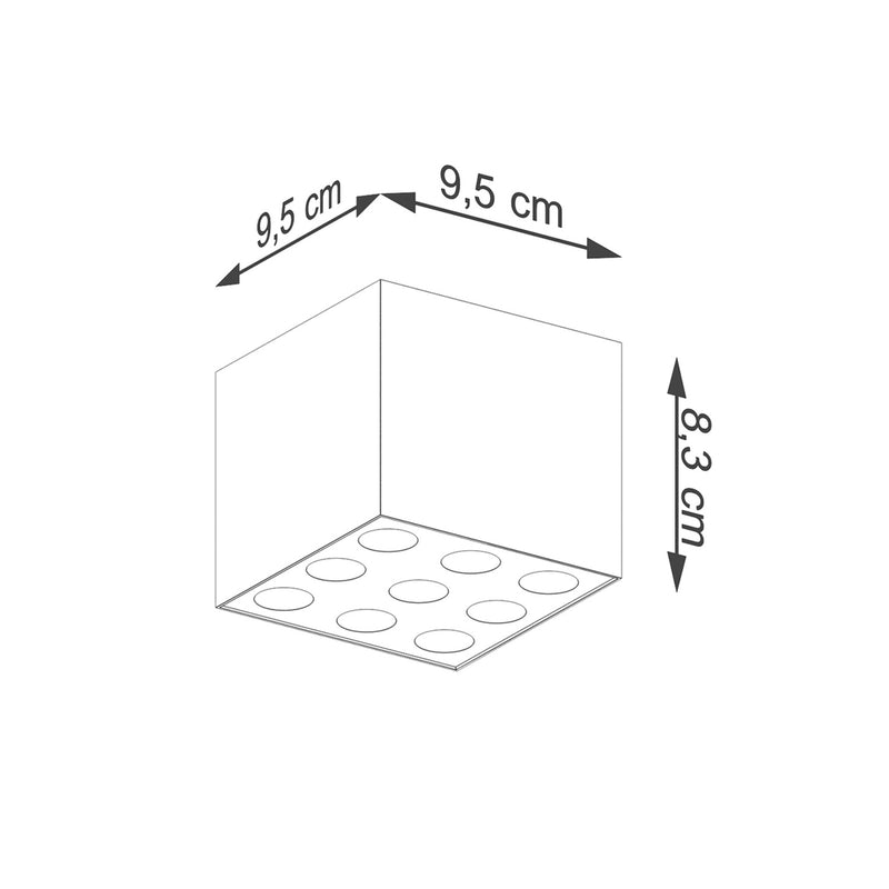 Dimensions LED-Deckenleuchte Ozzy quadratisch Aluminium schwarz