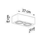Schéma des dimensions du plafonnier Quatro 2 béton
