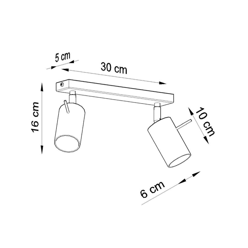 Dimensions Plafonnier Ring 2 acier rouge GU10