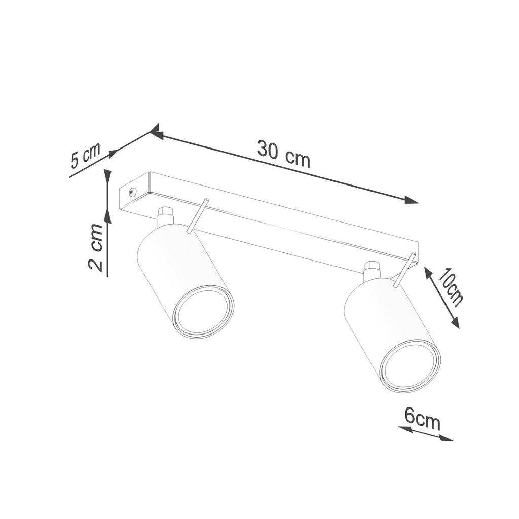 Schéma coté : Plafonnier Ring 2 acier vert olive GU10