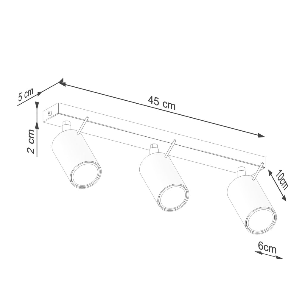 Schéma coté : Plafonnier Ring 3 acier beige GU10