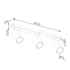 Schéma coté : Plafonnier Ring 3 acier beige GU10