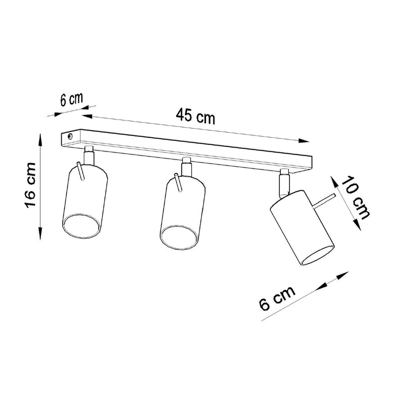 Dimensions Plafonnier Ring 3 acier chromé GU10