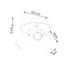 Schéma coté : Plafonnier Ring 3 spots rond acier beige GU10