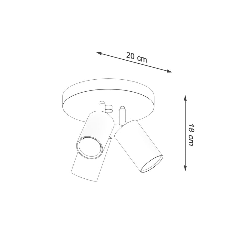 Dimensions Plafón Ring 3 spots redondos acero blanco GU10