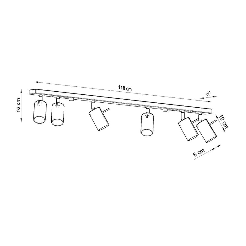 Dimensions Plafonnier Ring rampe 6 spots acier chromé GU10