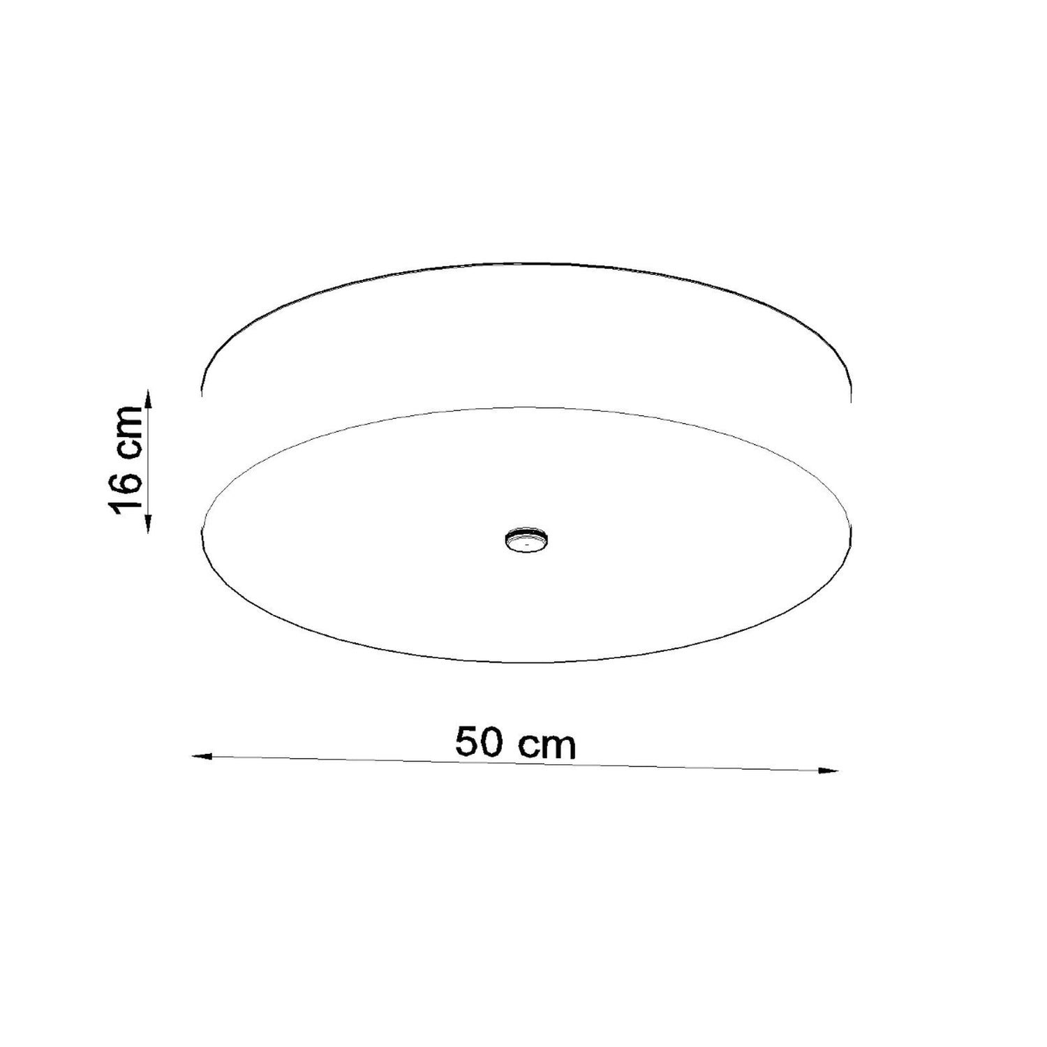 Schéma des dimensions du plafonnier Skala 50, diamètre 50 cm, hauteur 16 cm
