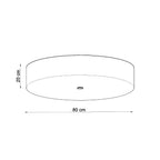 Schéma des dimensions du plafonnier Skala 80, tambour de 80 cm, hauteur 20 cm