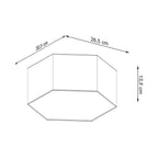 Schéma des dimensions du plafonnier Sunde 13 : 30,5 x 26,5 cm, hauteur 13,5 cm