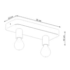 Schéma coté du Plafonnier Tavo 2 béton E27