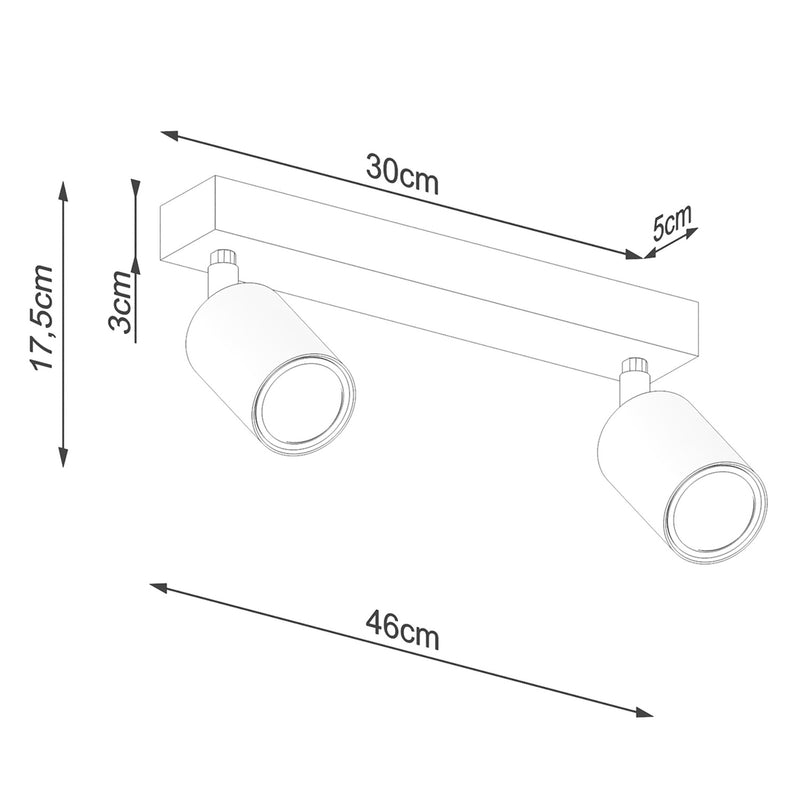 Dimensions Deckenleuchte Verdo 2 Holz und schwarzer Stahl GU10