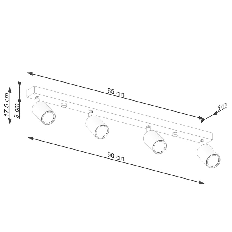 Dimensions Deckenleuchte Verdo 4 Holz und Stahl weiß GU10