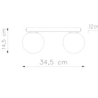 Schéma coté du Plafonnier Yoli 2 boules opale acier blanc G9