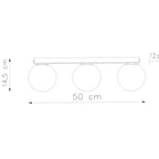 Schéma coté du Plafonnier Yoli 3 boules opale acier blanc G9