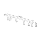 Schéma des dimensions du plafonnier Zeke 6 : réglette 120 cm, largeur 5 cm, hauteur 20 cm