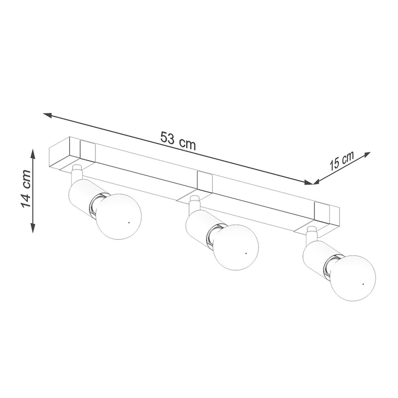Dimensions Plafón Zuca 3 madera y acero negro E27