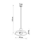Dimensions de la suspension Afra, abat-jour de 40 cm, hauteur jusqu'à 115 cm