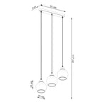 Schéma coté du Suspension Alino 3 verre fumé E27