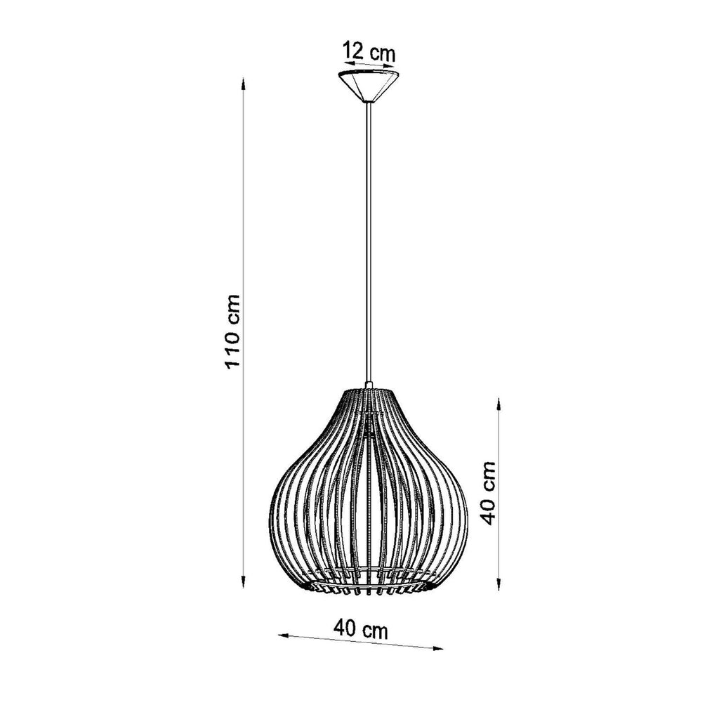 Schéma des dimensions de la suspension Aprilla, abat-jour 40 x 40 cm, hauteur totale 110 cm