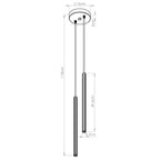 Schéma coté : Suspension Arche 2 en grappe tubes cannelés blanc G9