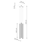 Schéma coté de la Suspension Arche 3 en grappe tubes cannelés blanc G9
