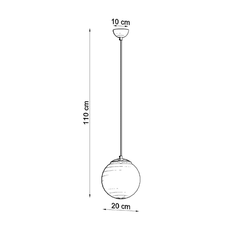 Dimensions Hängeleuchte Kugel Ugo Glas weiß 20 cm