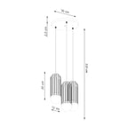 Schéma coté de la Suspension Brina 3 en grappe cage métal blanc G9