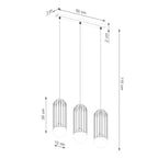 Schéma coté de la Suspension Brina 3 en ligne cage métal blanc G9