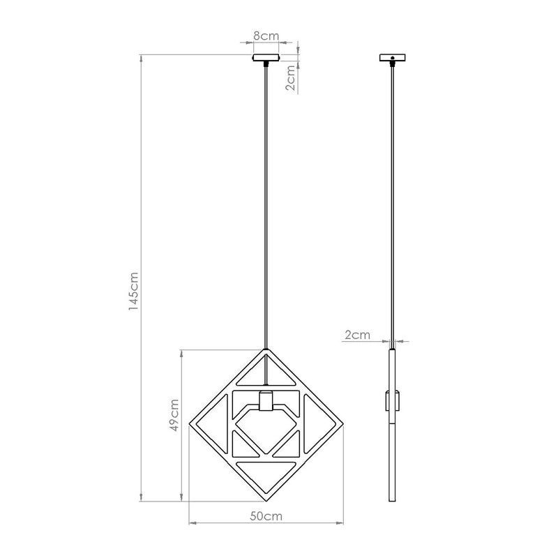 Dimensions Suspension Caro cadre géométrique bois naturel E27
