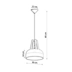 Dimensions de la suspension Casco : abat-jour 30 x 14 cm, hauteur totale 85 cm
