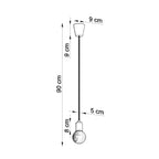 Schéma des dimensions de la suspension Diego 1, cache-fixation 9 cm et câble 90 cm