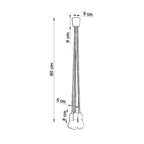 Schéma des dimensions de la suspension Diego 5, bouquet de 25 cm et câbles 90 cm