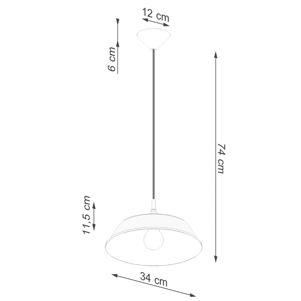 Schéma coté de la Suspension Frika métal blanc E27