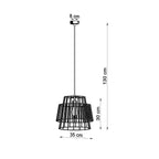 Schéma des dimensions de la suspension Gate en métal blanc, diamètre 35 cm