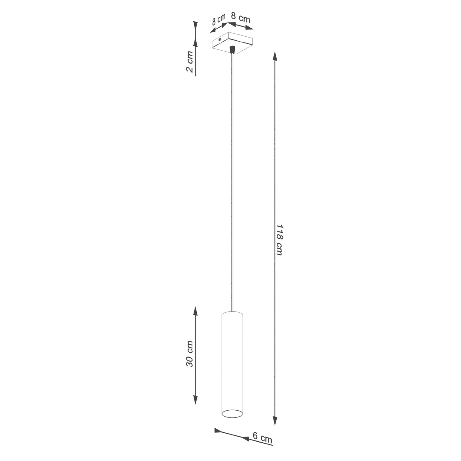 Schéma coté : Suspension Lagos 1 lumière métal beige GU10