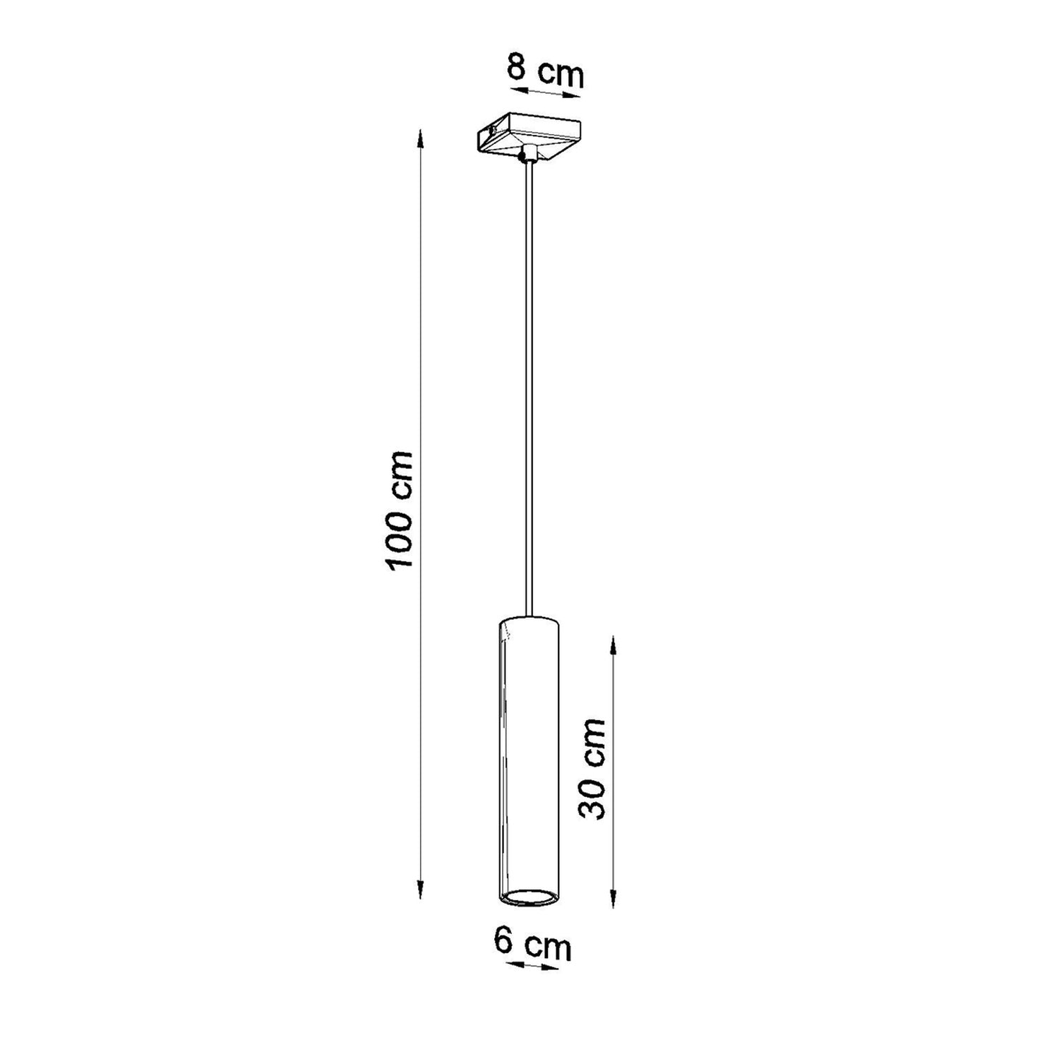 Schéma coté du Suspension Lagos 1 lumière métal chromé GU10