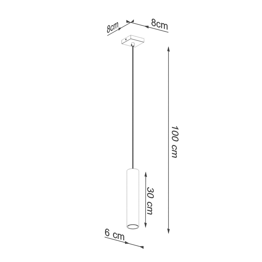 Schéma coté du Suspension Lagos 1 lumière métal doré poli GU10