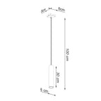 Schéma coté du Suspension Lagos 1 lumière métal doré poli GU10