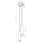 Schéma coté : Suspension Lagos 2 en grappe métal blanc GU10