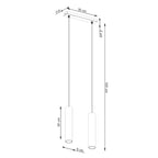 Schéma coté : Suspension Lagos 2 lumières métal beige GU10