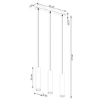 Schéma coté : Suspension Lagos 3 lumières métal beige GU10