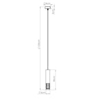 Schéma coté : Suspension Lami tube ajouré acier blanc GU10