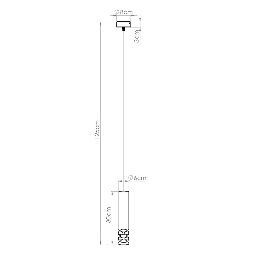 Schéma coté : Suspension Liro tube ajouré acier blanc GU10