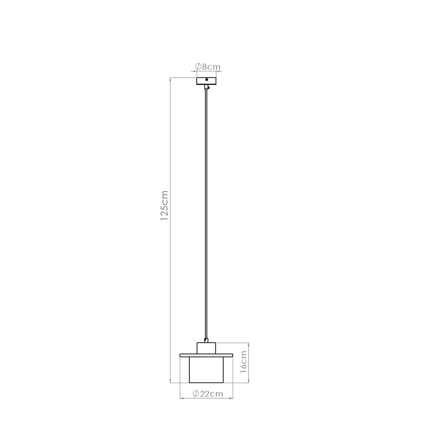 Schéma coté : Suspension Mab béton et bois E27