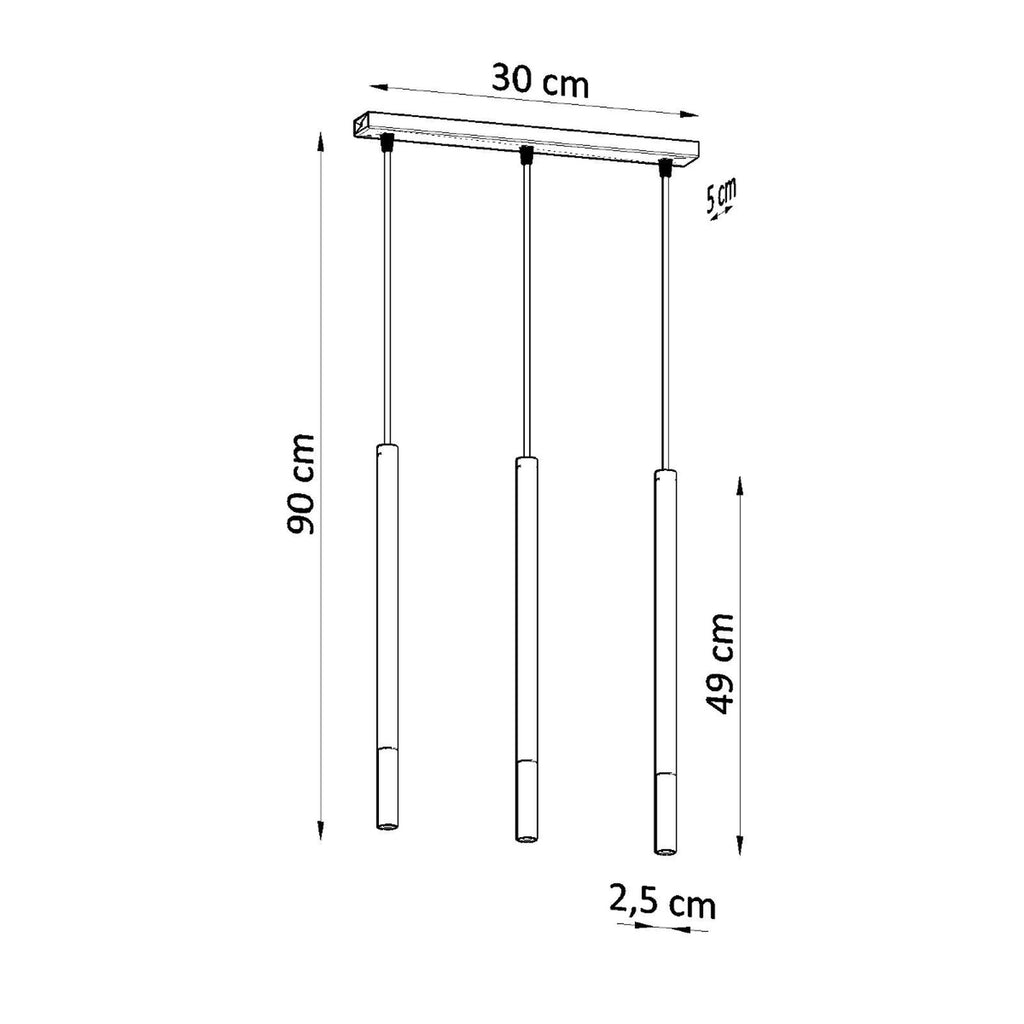 Schéma des dimensions de la suspension Mozaica 3 en ligne