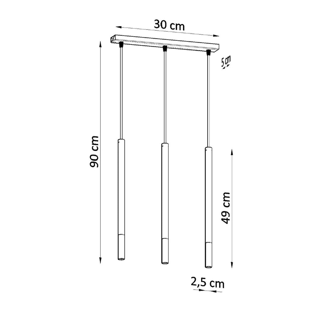 Schéma des dimensions de la suspension Mozaica 3 en ligne