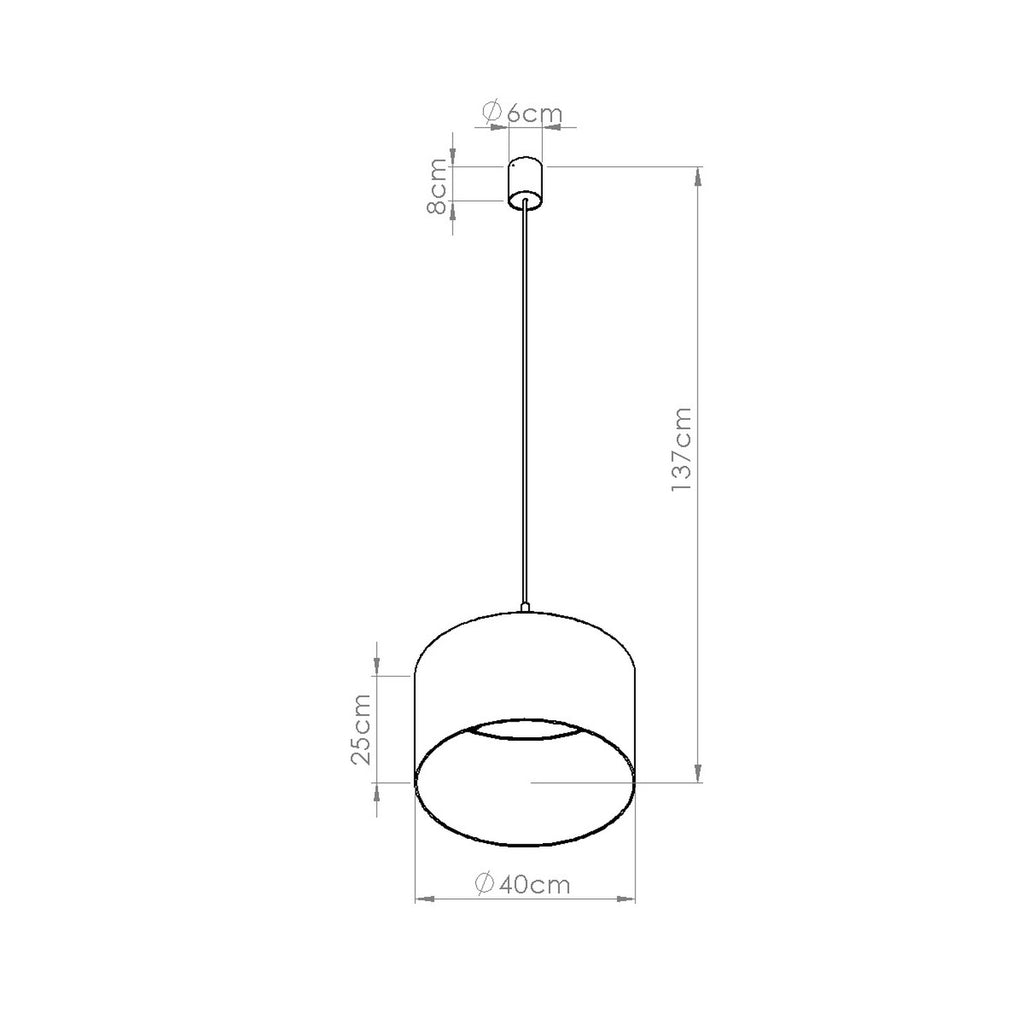Schéma coté : Suspension Nevia tambour beige E27