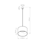 Schéma coté : Suspension Nevia tambour effet marbre E27